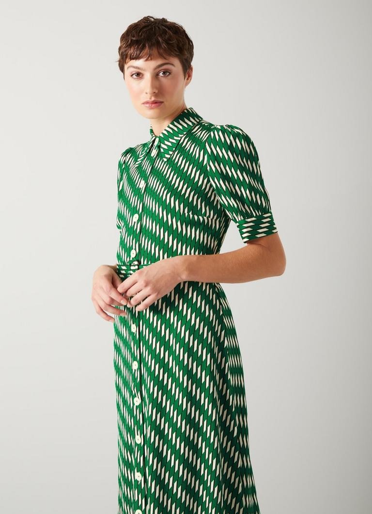 LK Bennett Valerie Green Modernist Print Shirtdress