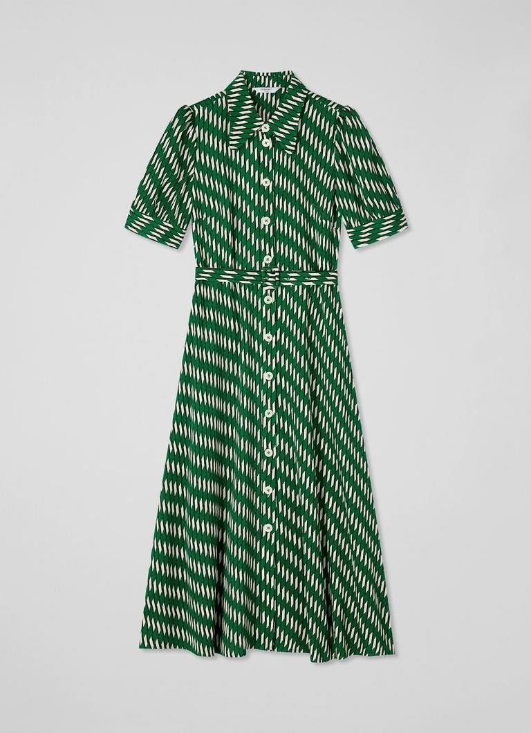 LK Bennett Valerie Green Modernist Print Shirtdress