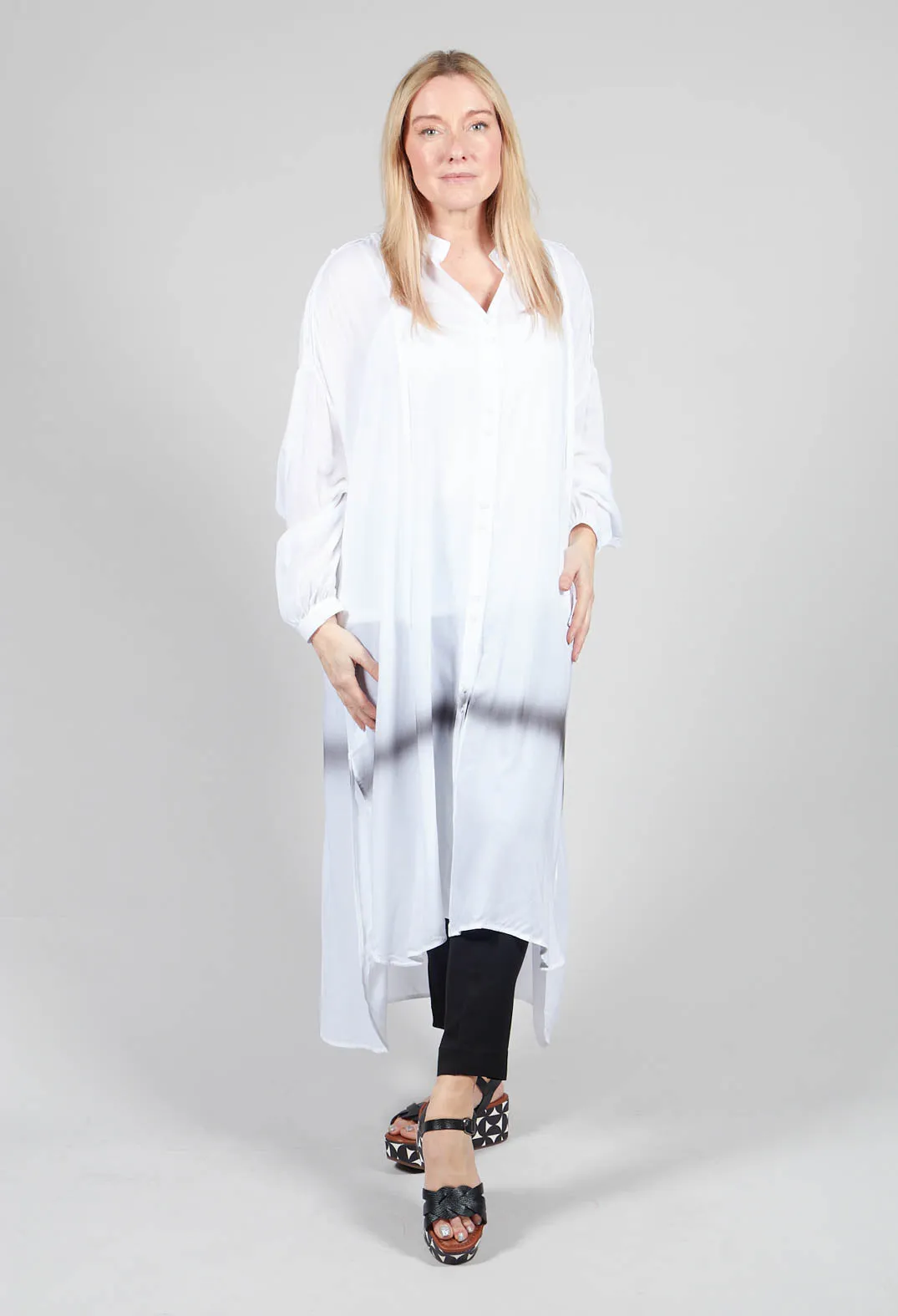 Longline Shirt Dress in White