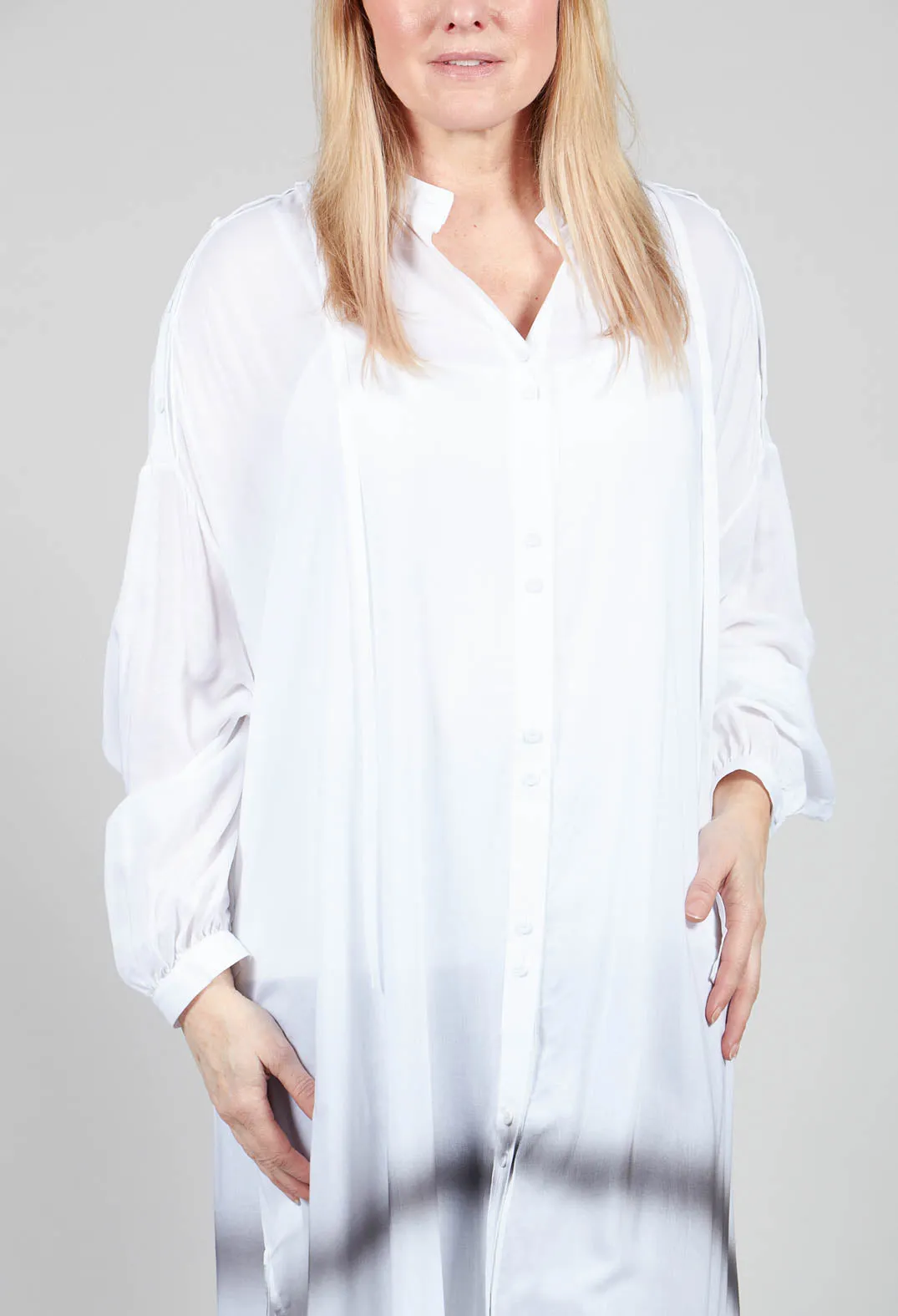 Longline Shirt Dress in White