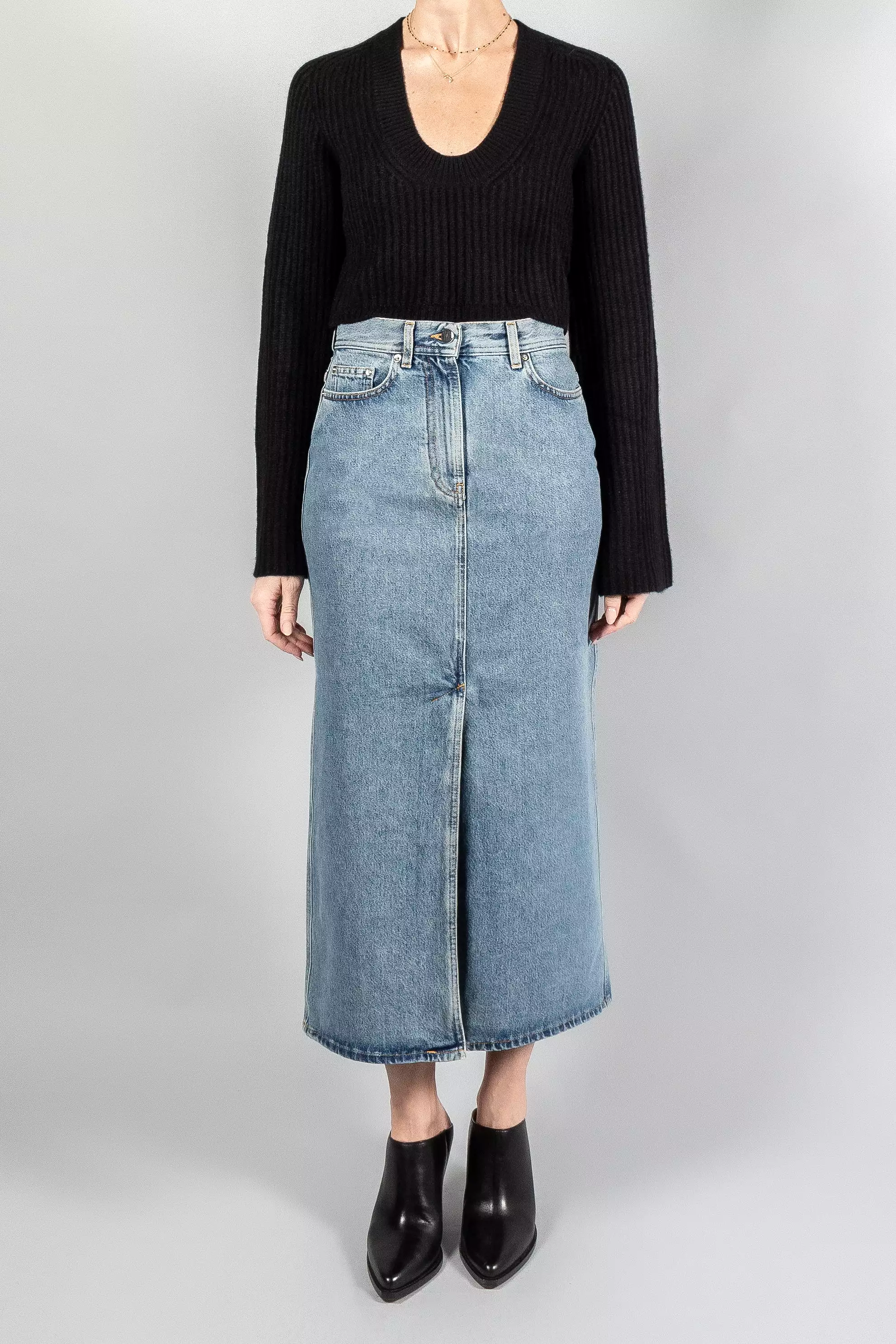 Loulou Studio Rona Denim Long Skirt