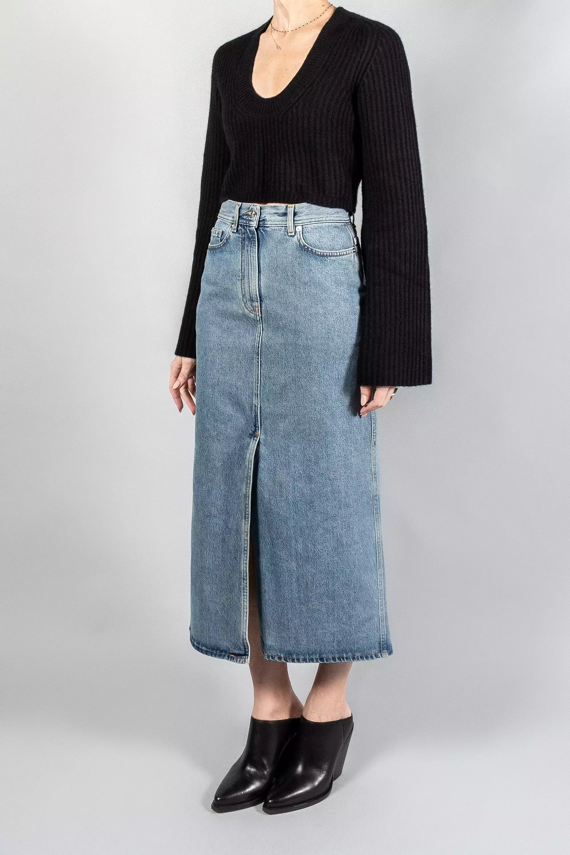 Loulou Studio Rona Denim Long Skirt