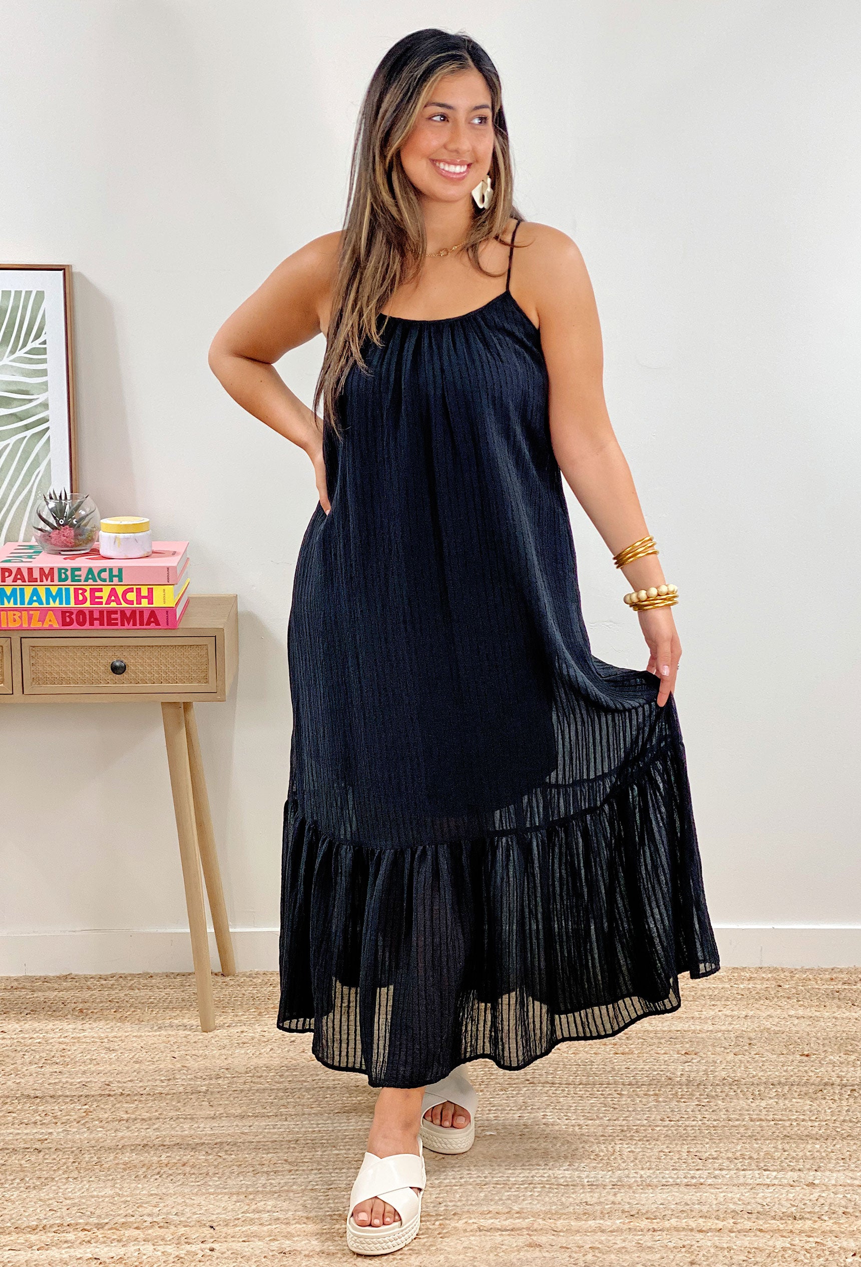 Lovestitch Tia Midi Dress in Black