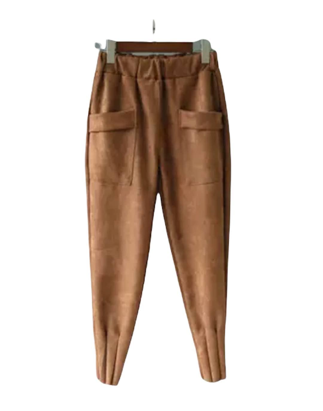 Luxury Suede Pleated Hem Pants