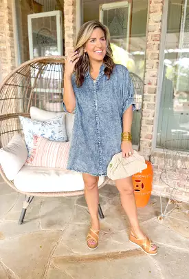 Make Your Move Dress in Washed Denim