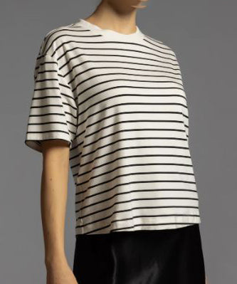 Mallory Tee - Black/White Riviera Stripe