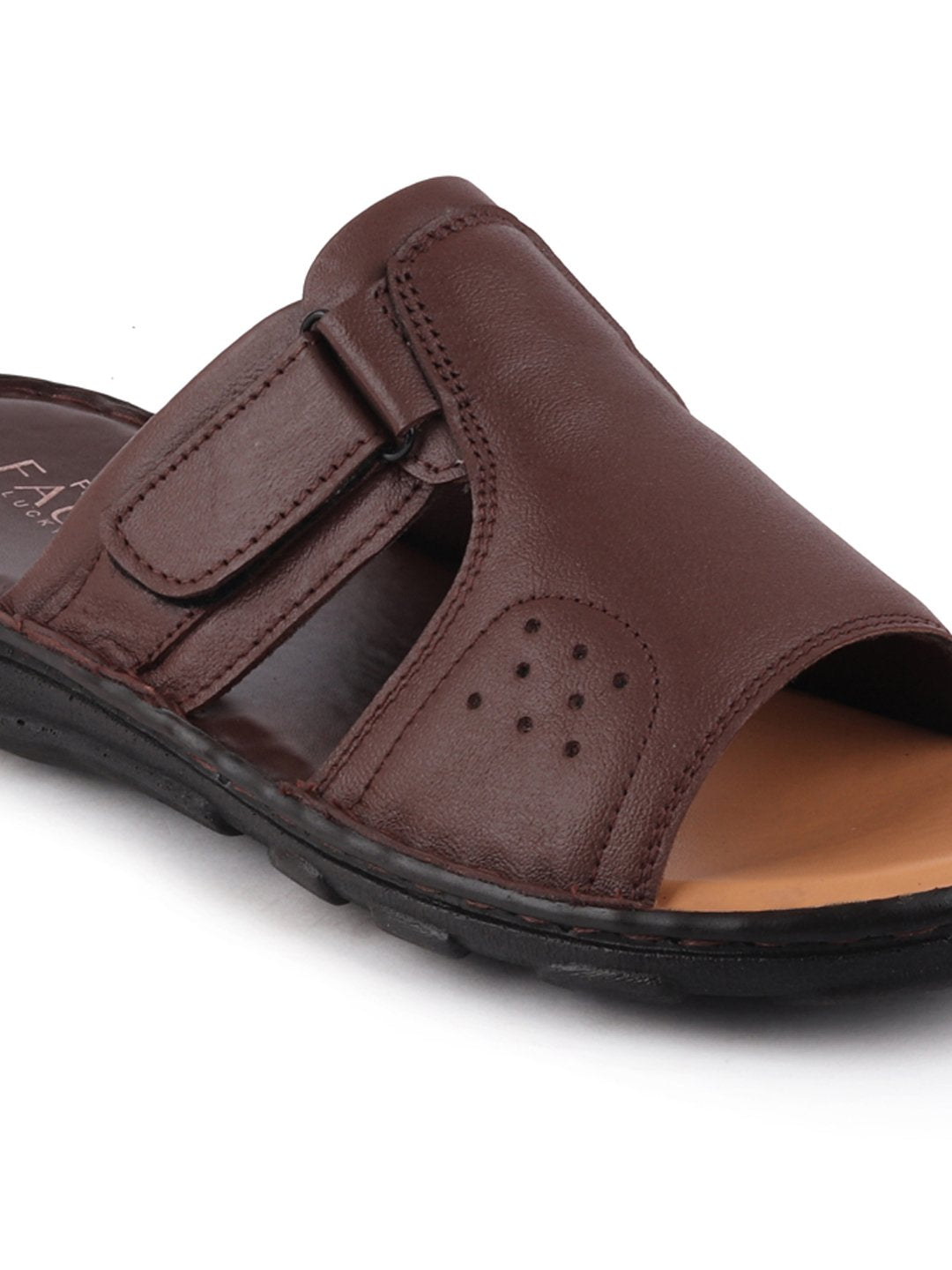 Men Brown Formal Leather Slip-On Dress Slip-On Slippers