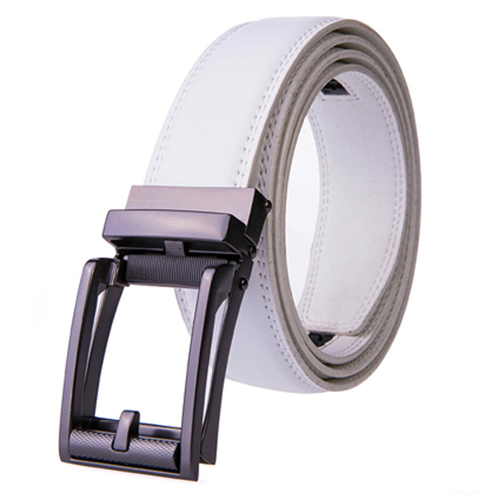 Men's Leather Automatic Buckle Ratchet Dress Belt