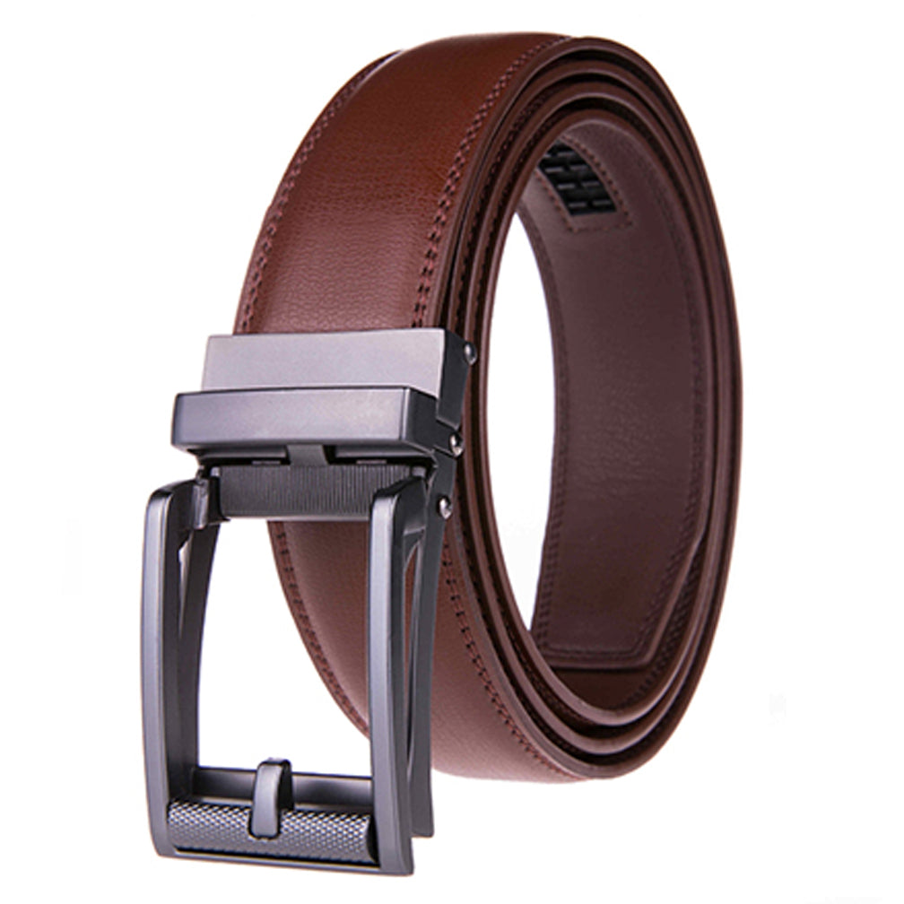 Men's Leather Automatic Buckle Ratchet Dress Belt