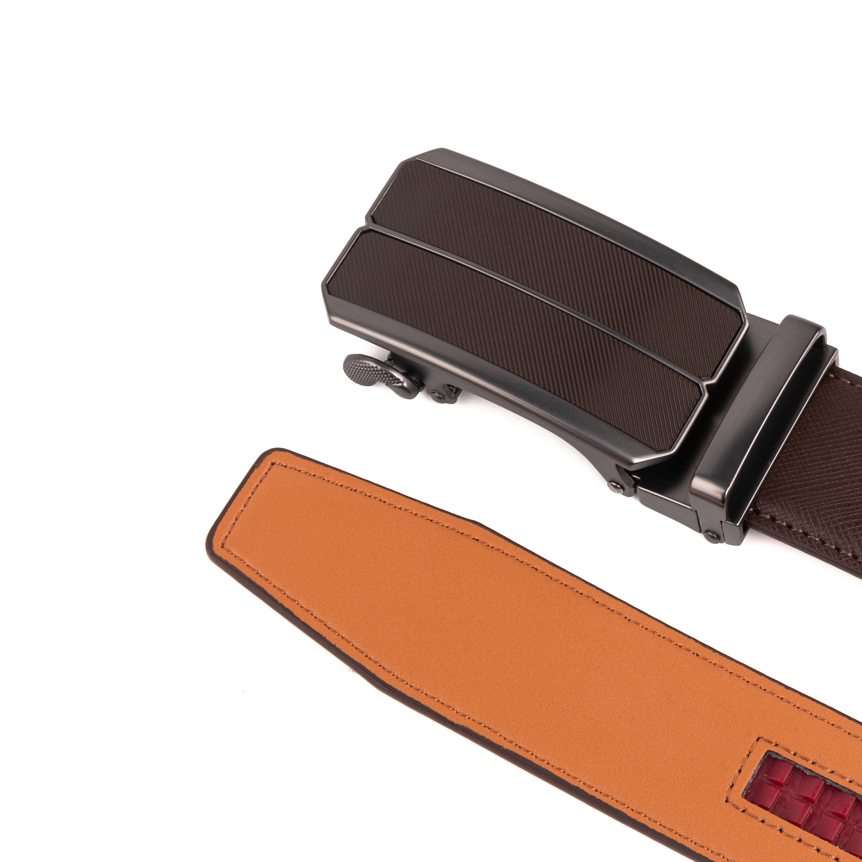 Men's Ratchet Dress Belt with Click Sliding Buckle