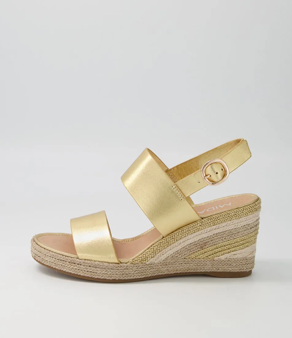 MIDAS Pamma Old Gold Gold Multi Leather Espadrilles