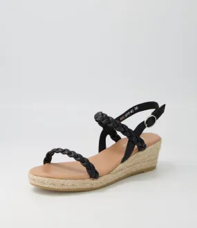 MIDAS Relieve Black Leather Espadrilles Nh