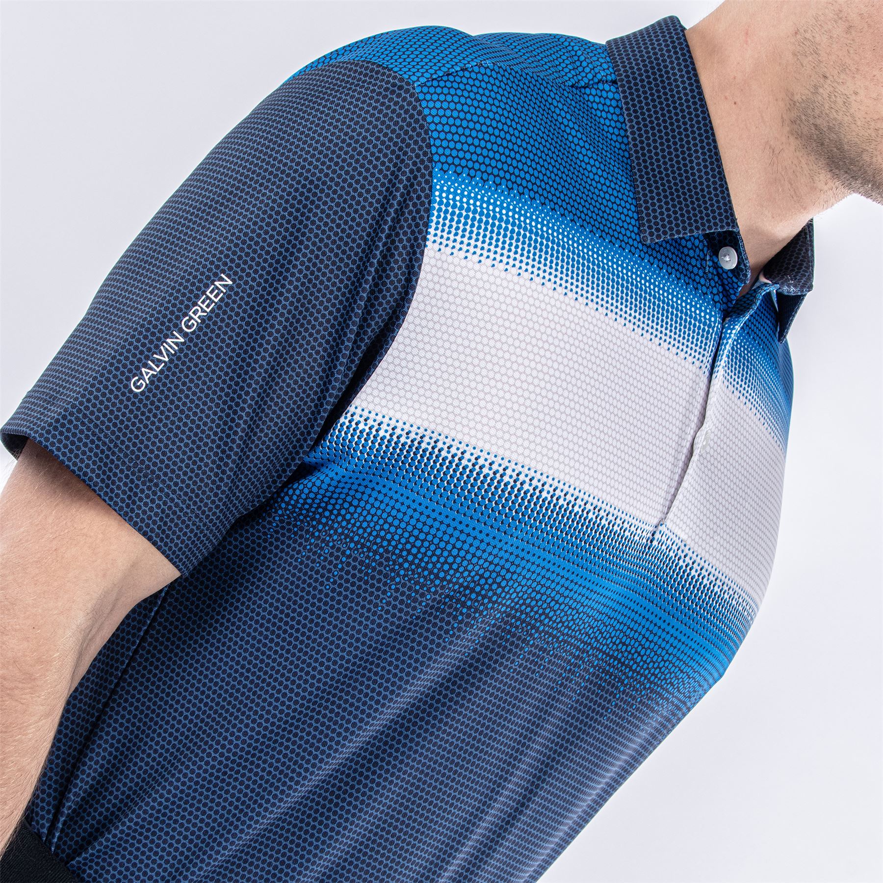 Mo Ventil8+ Stretch Regular Fit Polo Navy/White/Blue - AW23