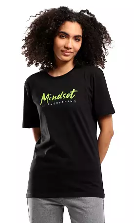 O178970 Crew Neck Printed Mindset Black Tee