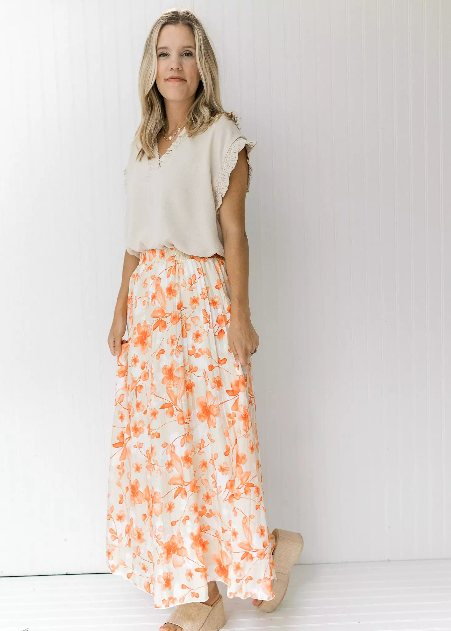 Peaches and Cream Floral Skirt