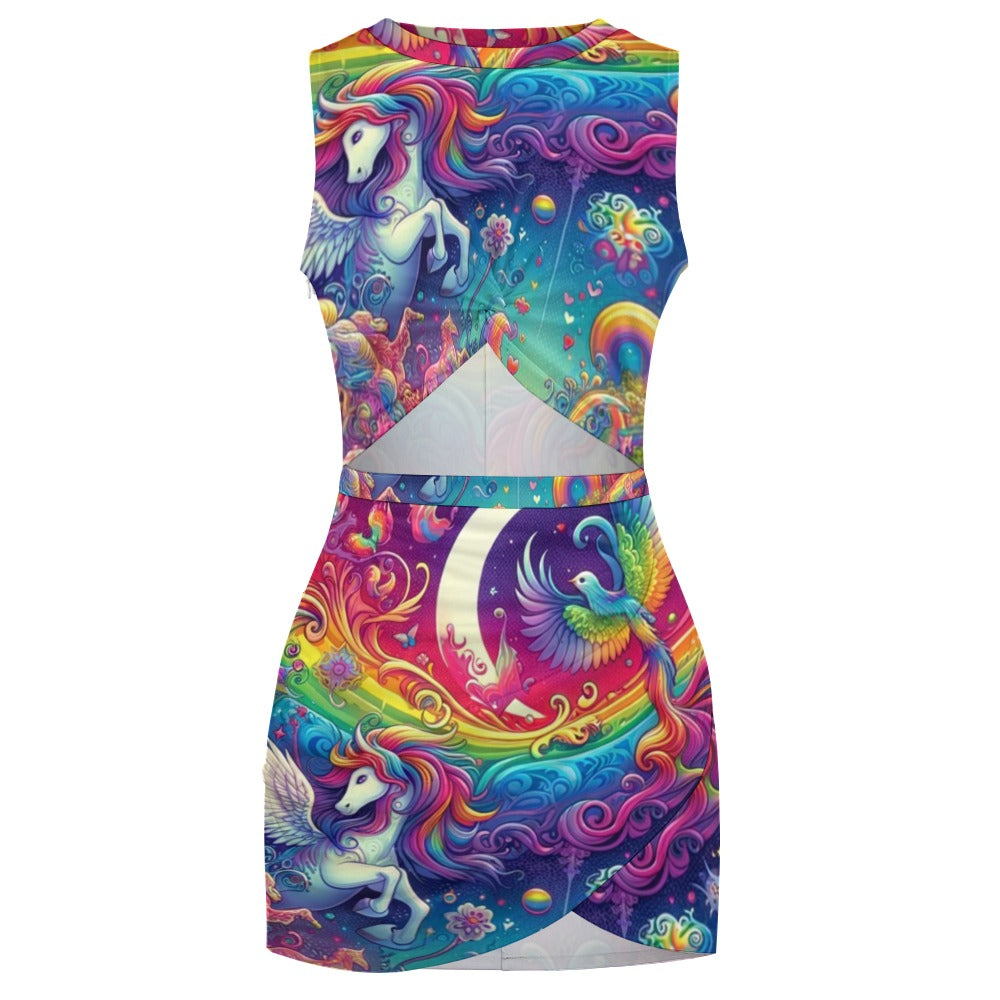 Rainbow Rider Rave Cut-Out Dress