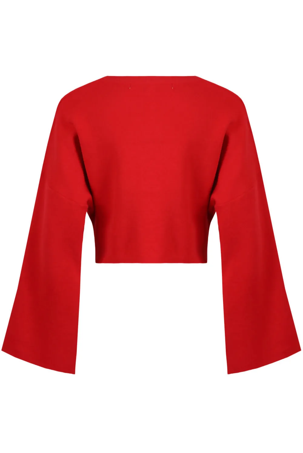 Red Wide Sleeves Knitted Crop Tops