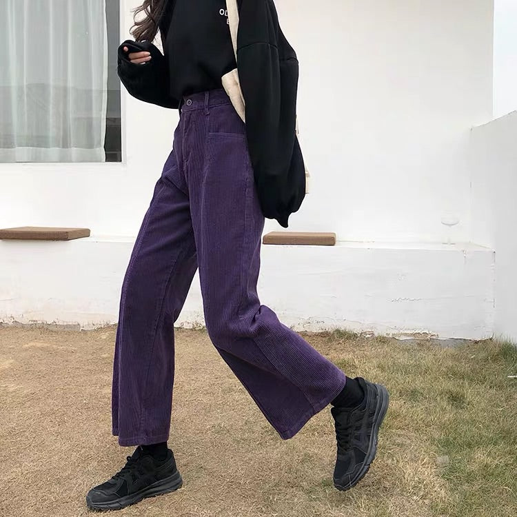 RETRO CORDUROY PURPLE CASUAL PANTS