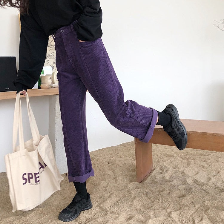 RETRO CORDUROY PURPLE CASUAL PANTS