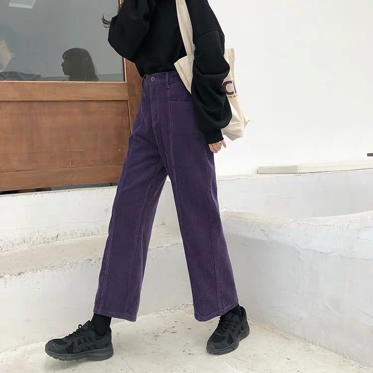 RETRO CORDUROY PURPLE CASUAL PANTS