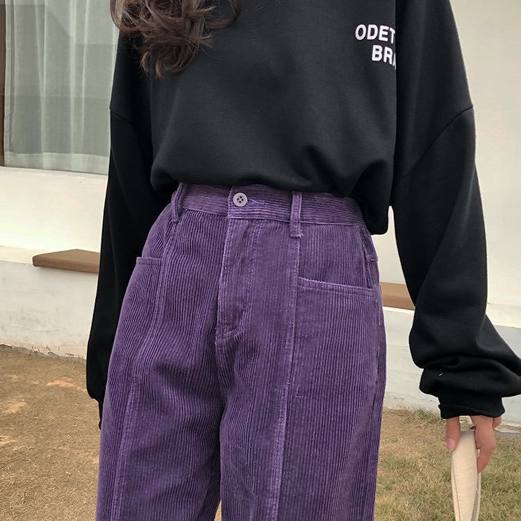 RETRO CORDUROY PURPLE CASUAL PANTS