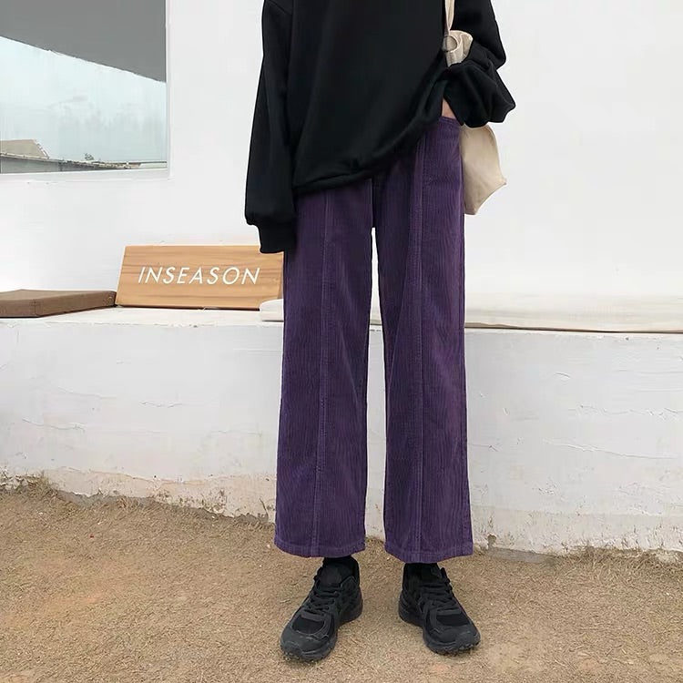 RETRO CORDUROY PURPLE CASUAL PANTS