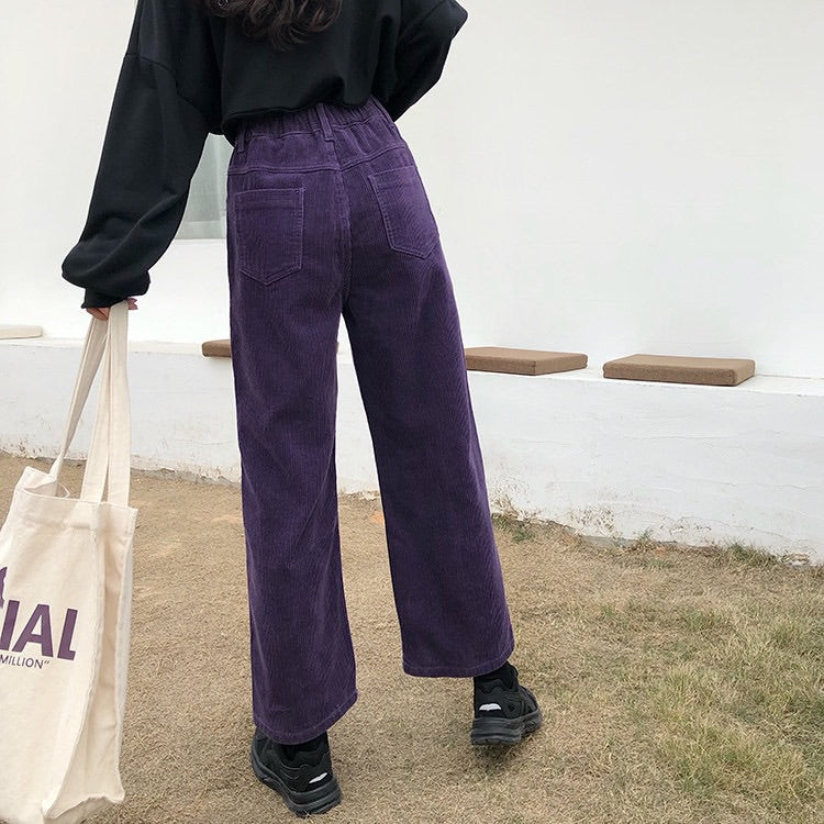 RETRO CORDUROY PURPLE CASUAL PANTS