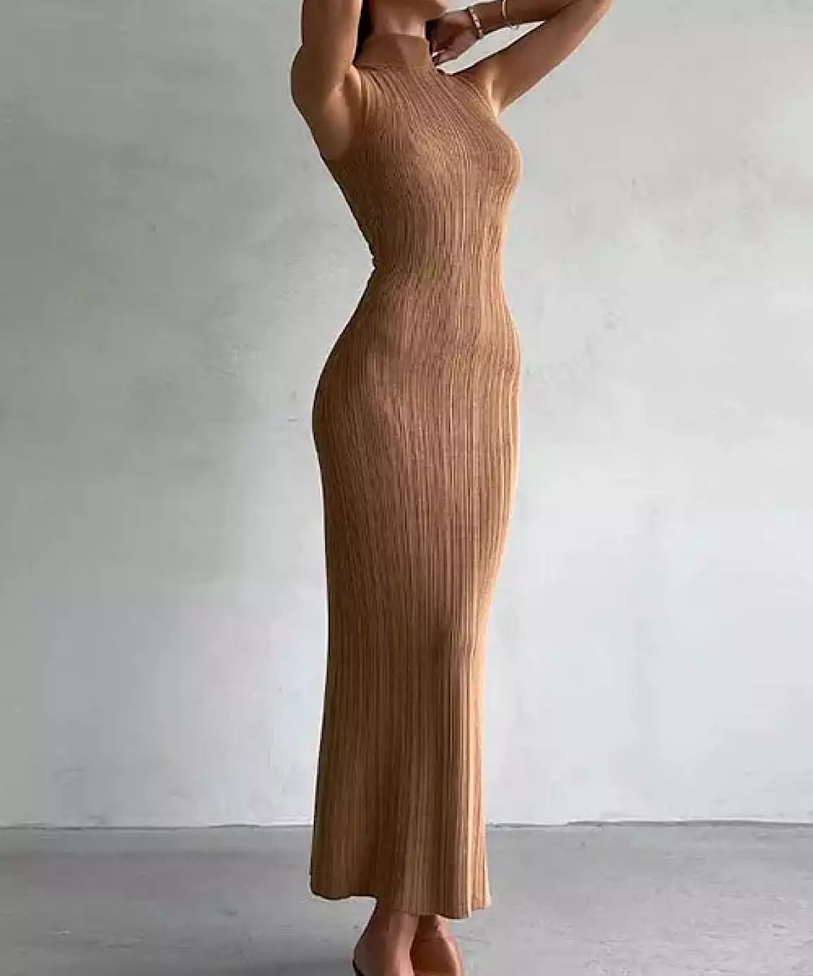 Ribbed Knitted Slim Bodycon Long Dress