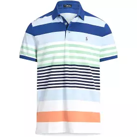 RLX Tailored Fit Cotton Knit Stripe Polo Oxford Blue Multi - SS24