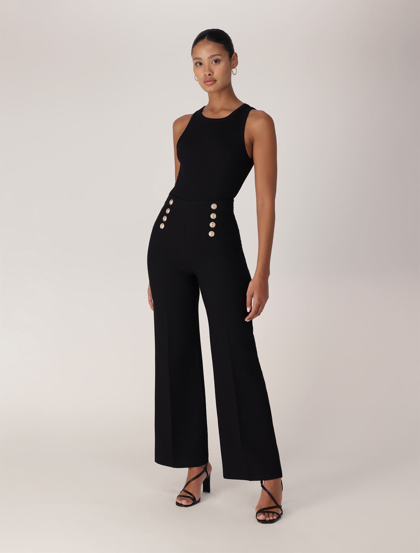 Sara Button Up Slim Flare Pants