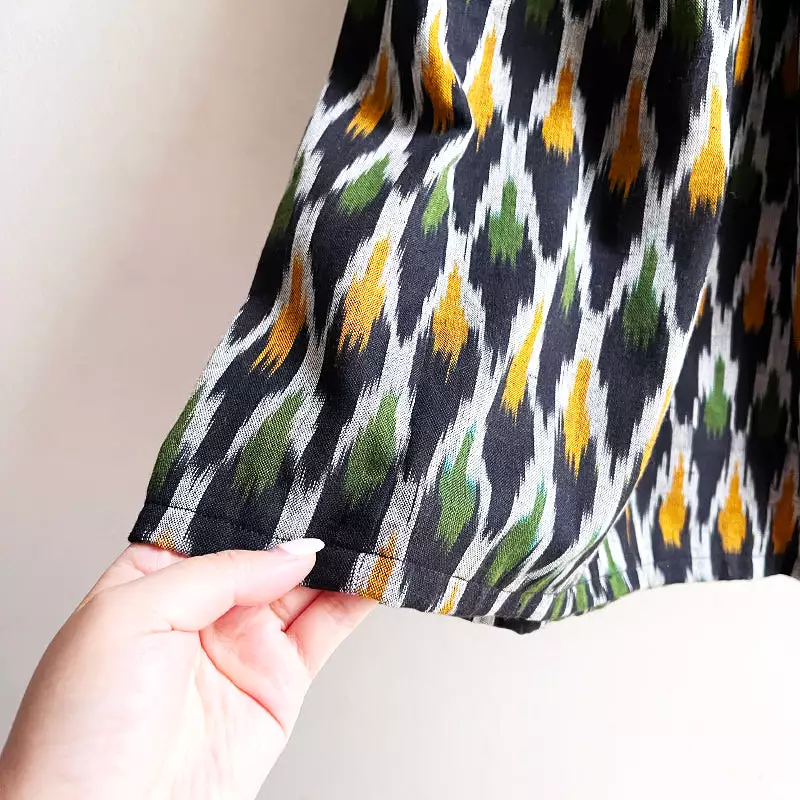 Shorties Long Skirt - Black/Green Ikat