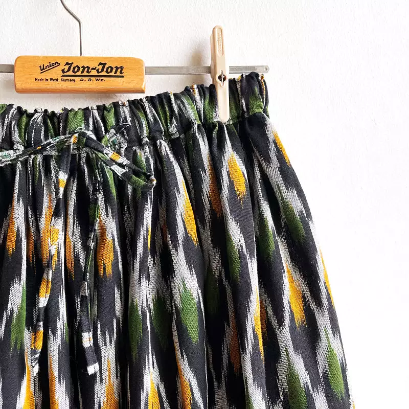 Shorties Long Skirt - Black/Green Ikat