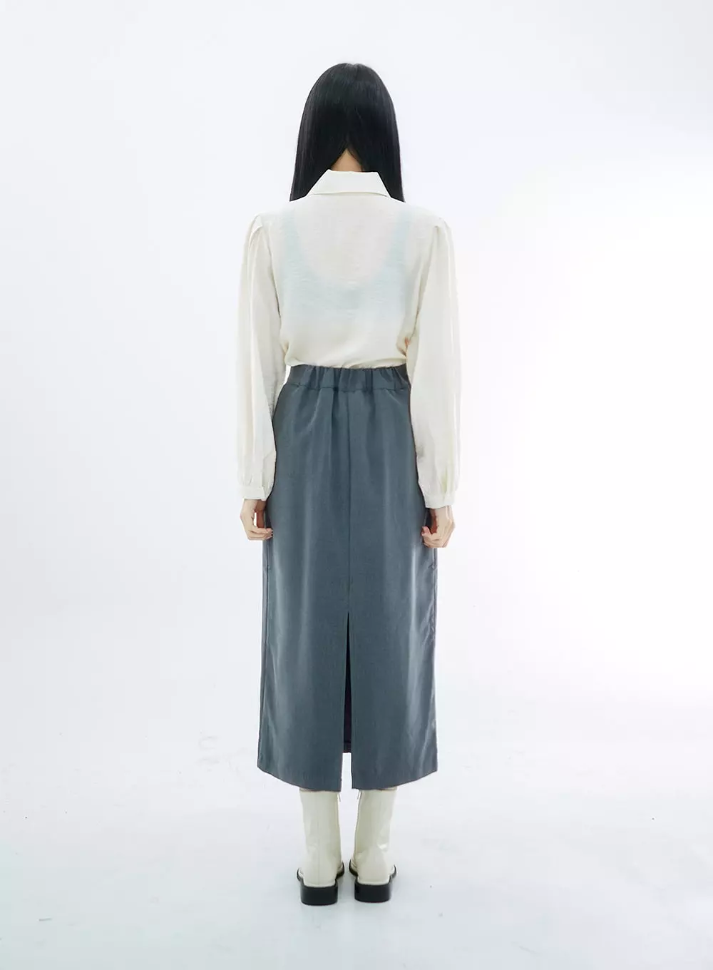 Simple High Waist H-Line Long Skirt OS29