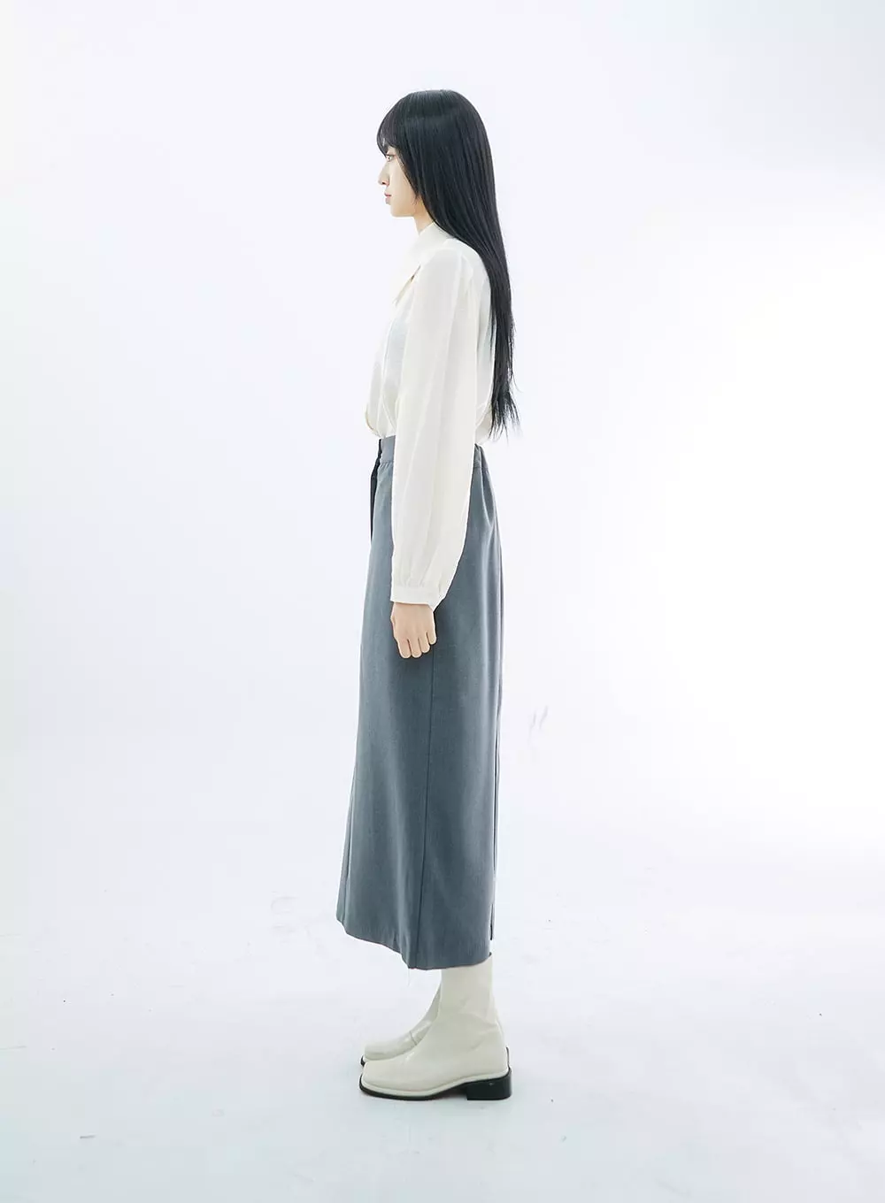 Simple High Waist H-Line Long Skirt OS29