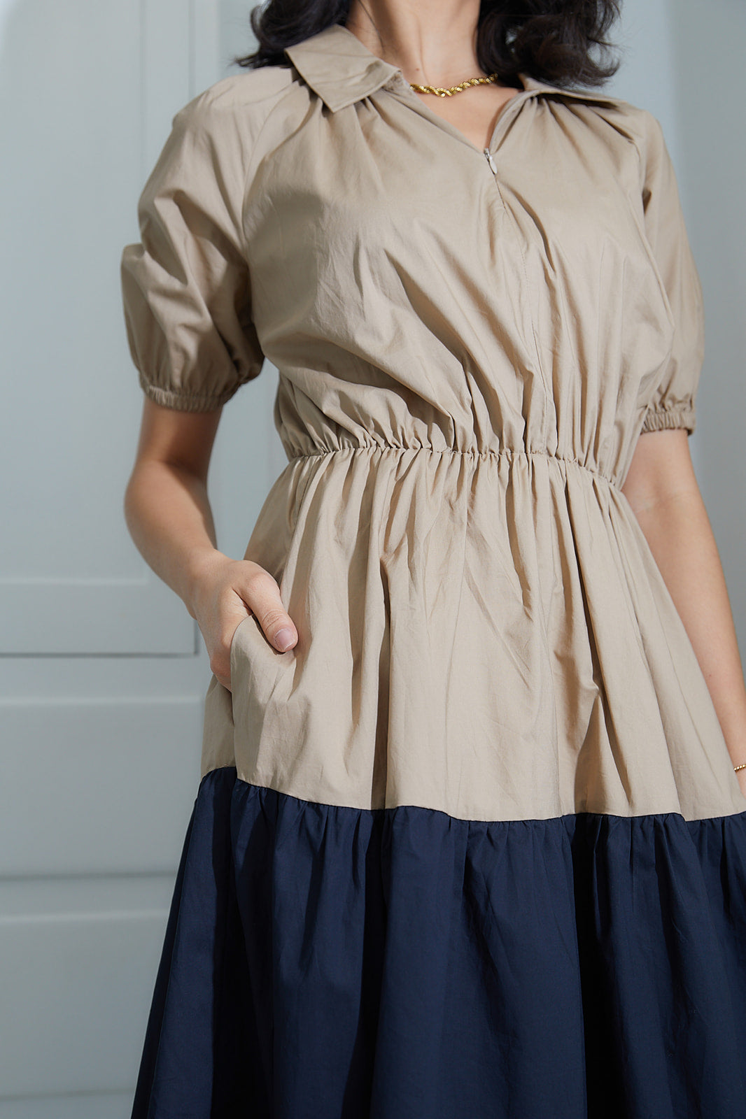 Skyfall Two Toned Poplin Dress