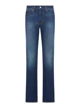 STONE WASHED DENIM STRAIGHT FIT JEANS