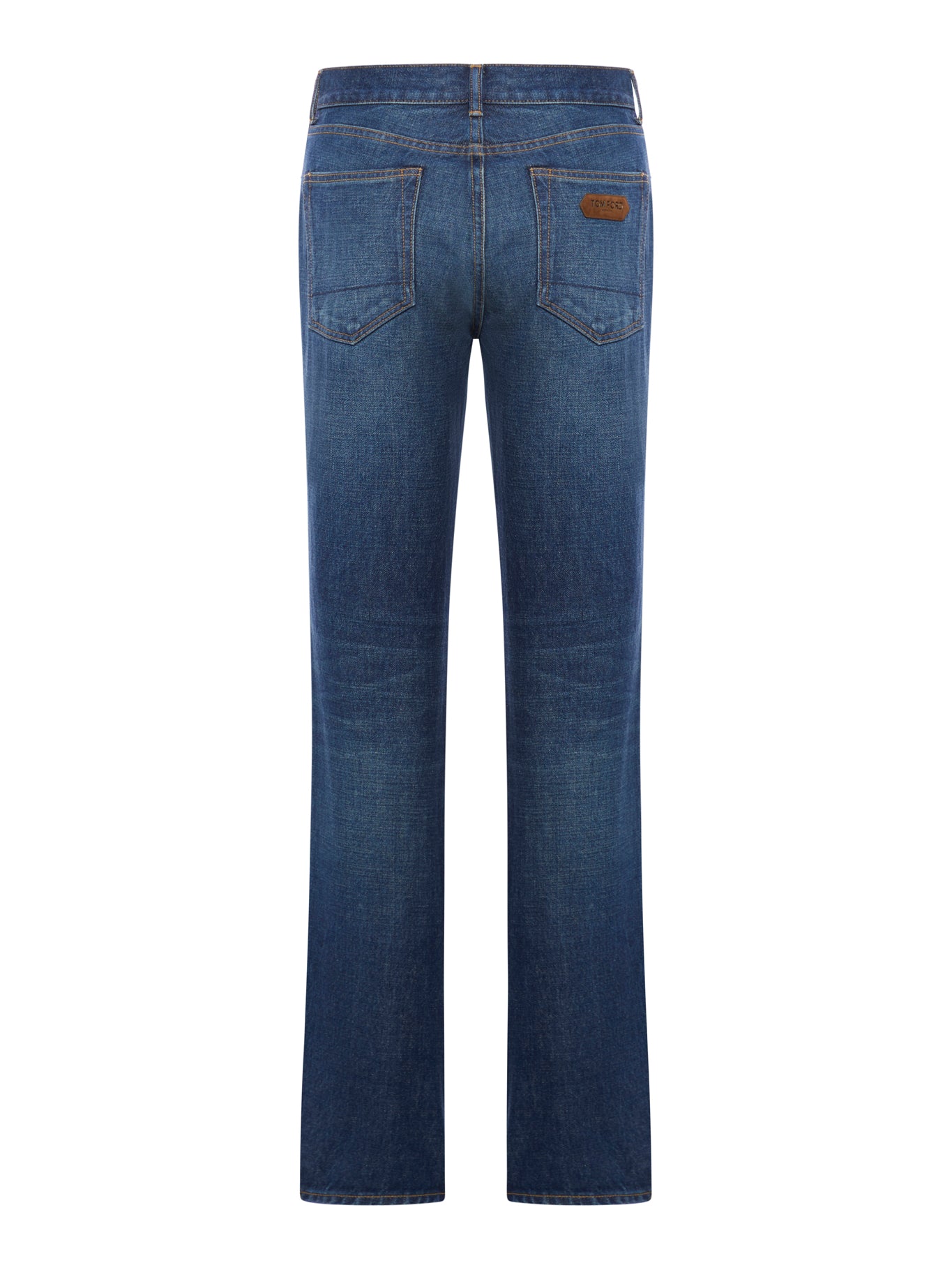 STONE WASHED DENIM STRAIGHT FIT JEANS