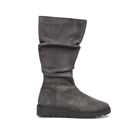 Suede Ruched Boots in Grey