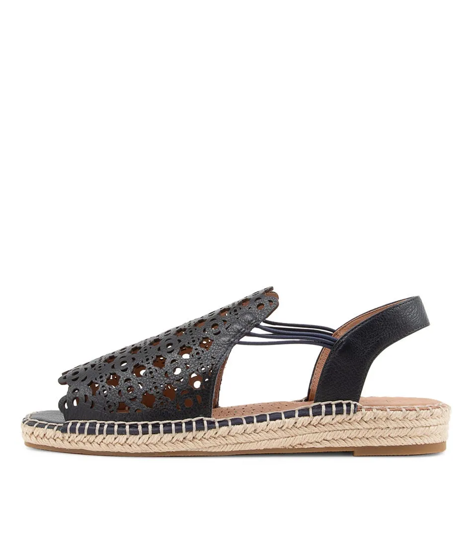 SUPERSOFT Precho Navy Leather Espadrilles