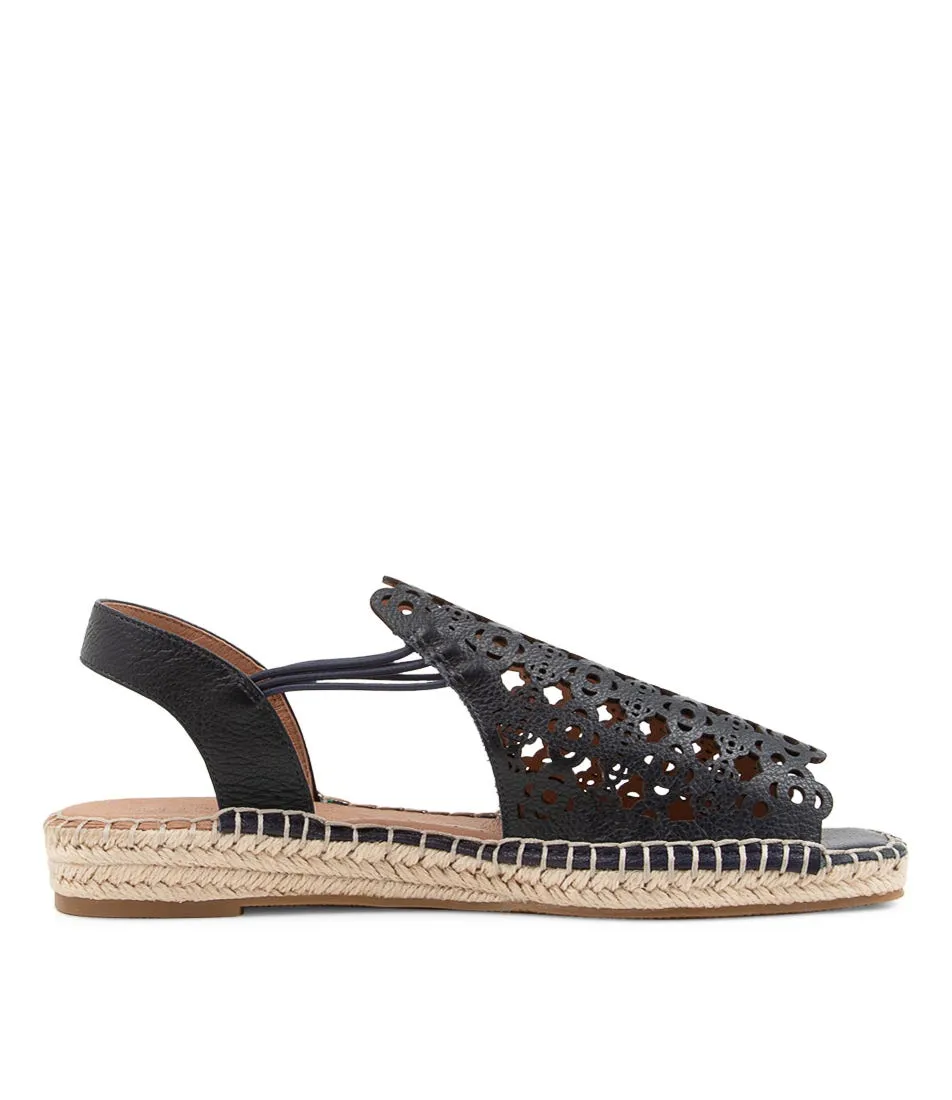 SUPERSOFT Precho Navy Leather Espadrilles