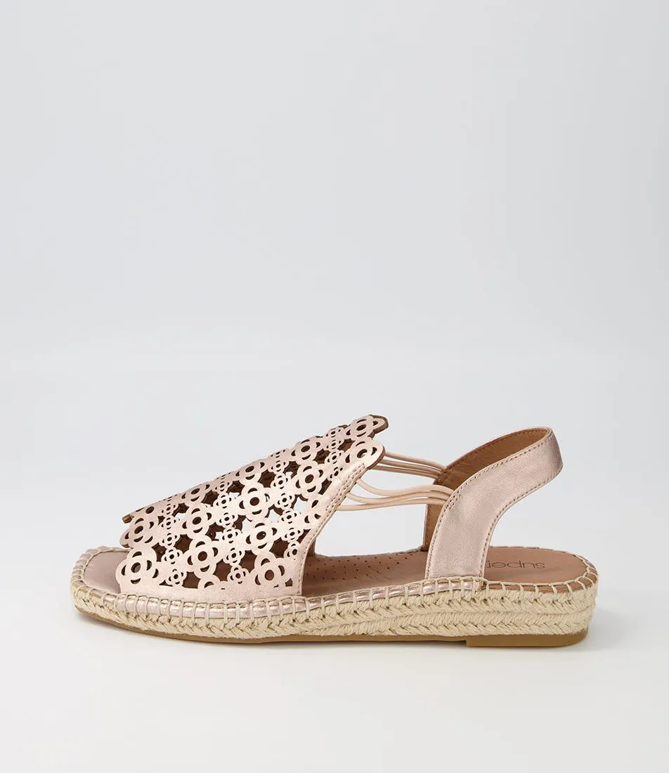 SUPERSOFT Precho Rose Gold Leather Espadrilles