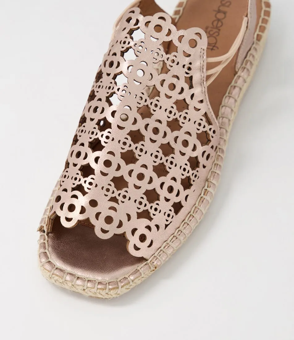 SUPERSOFT Precho Rose Gold Leather Espadrilles