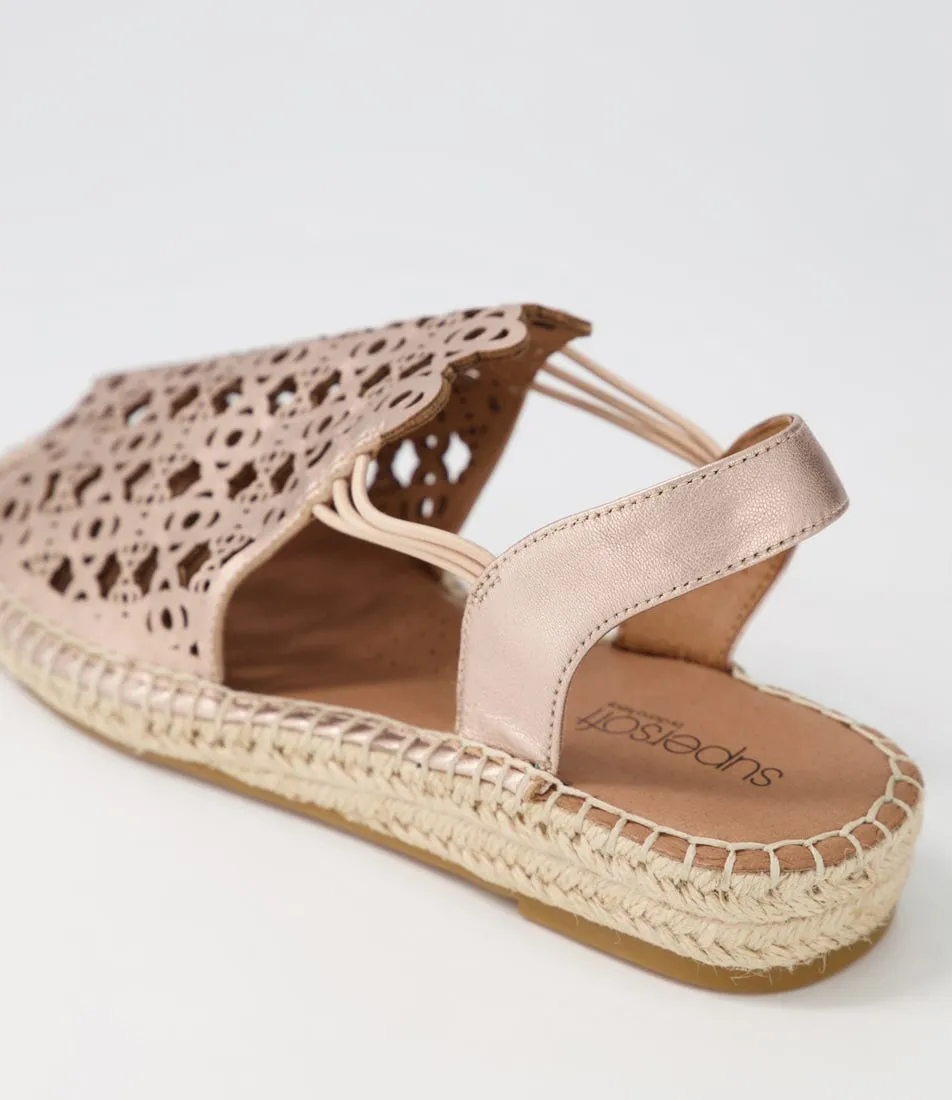 SUPERSOFT Precho Rose Gold Leather Espadrilles