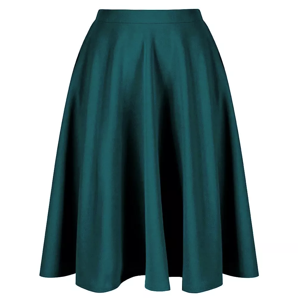 Teal Green Blue 1950s Vintage Rockabilly Swing Skirt