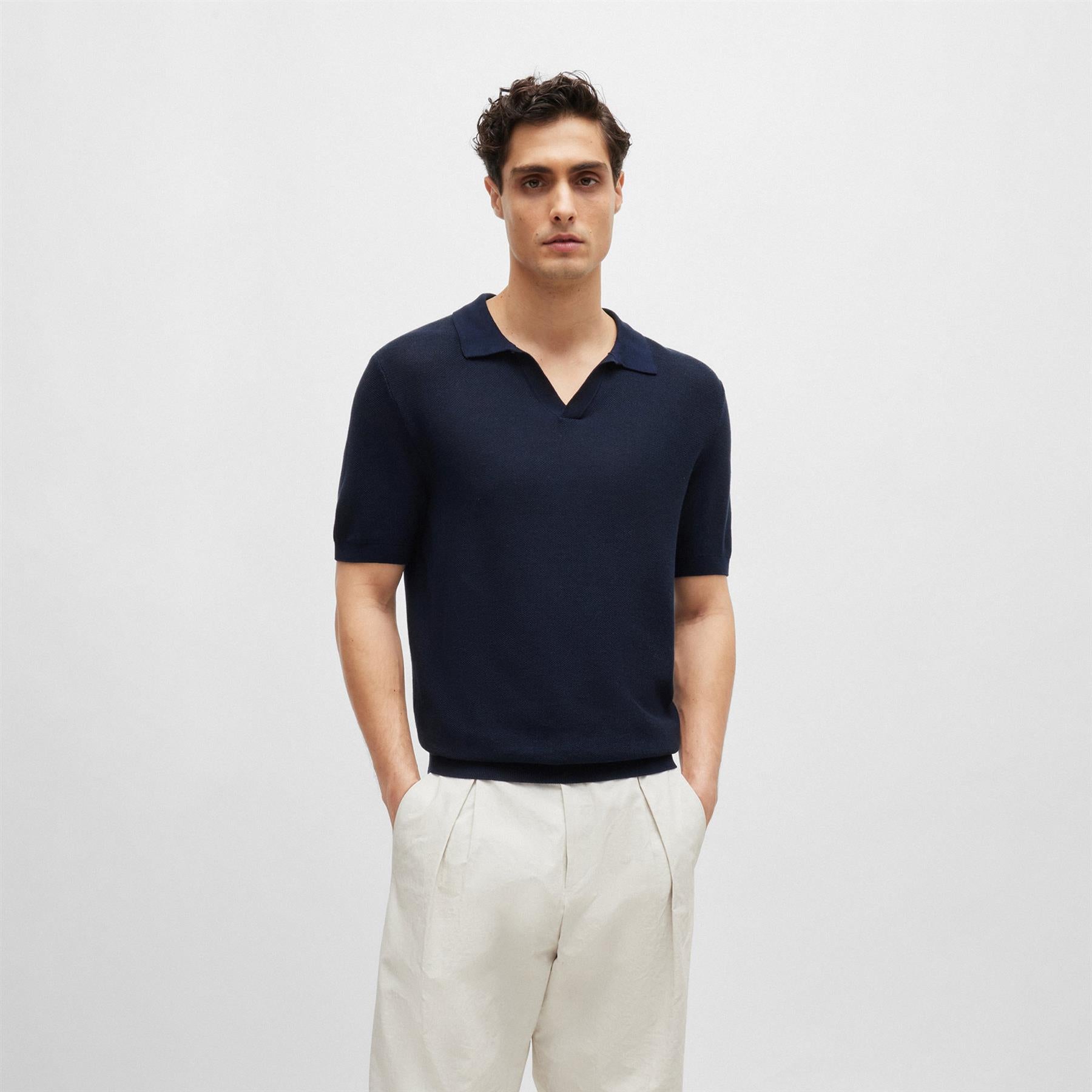 Tempio Regular Fit Knitted Polo Dark Blue - SU24