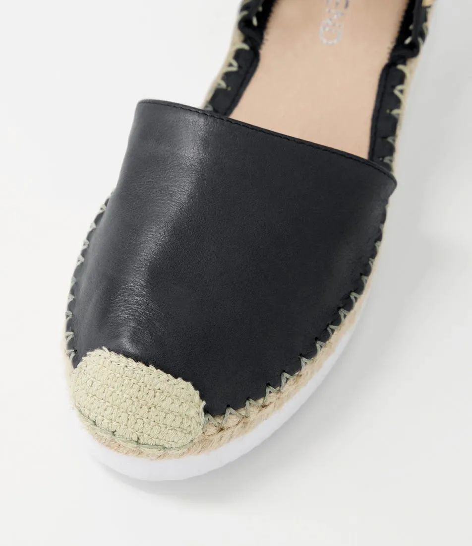 TOP END Wiela Black Leather Espadrilles