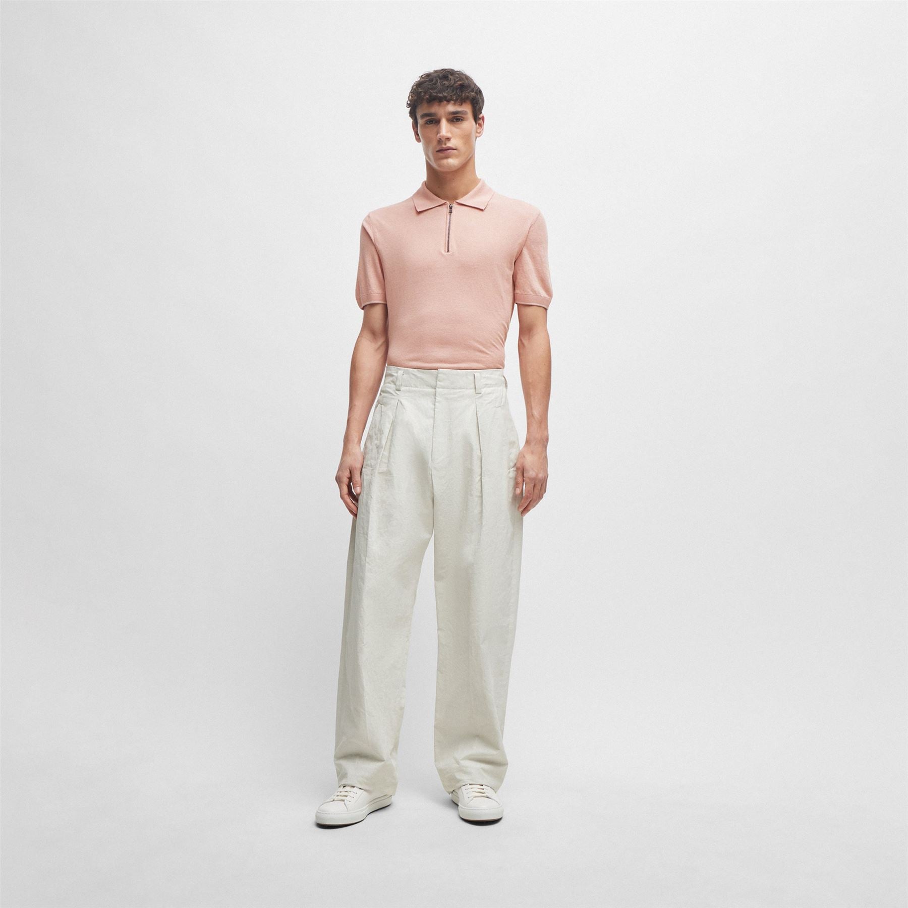 Trieste Regular Fit Linen Polo Open Pink - SU24