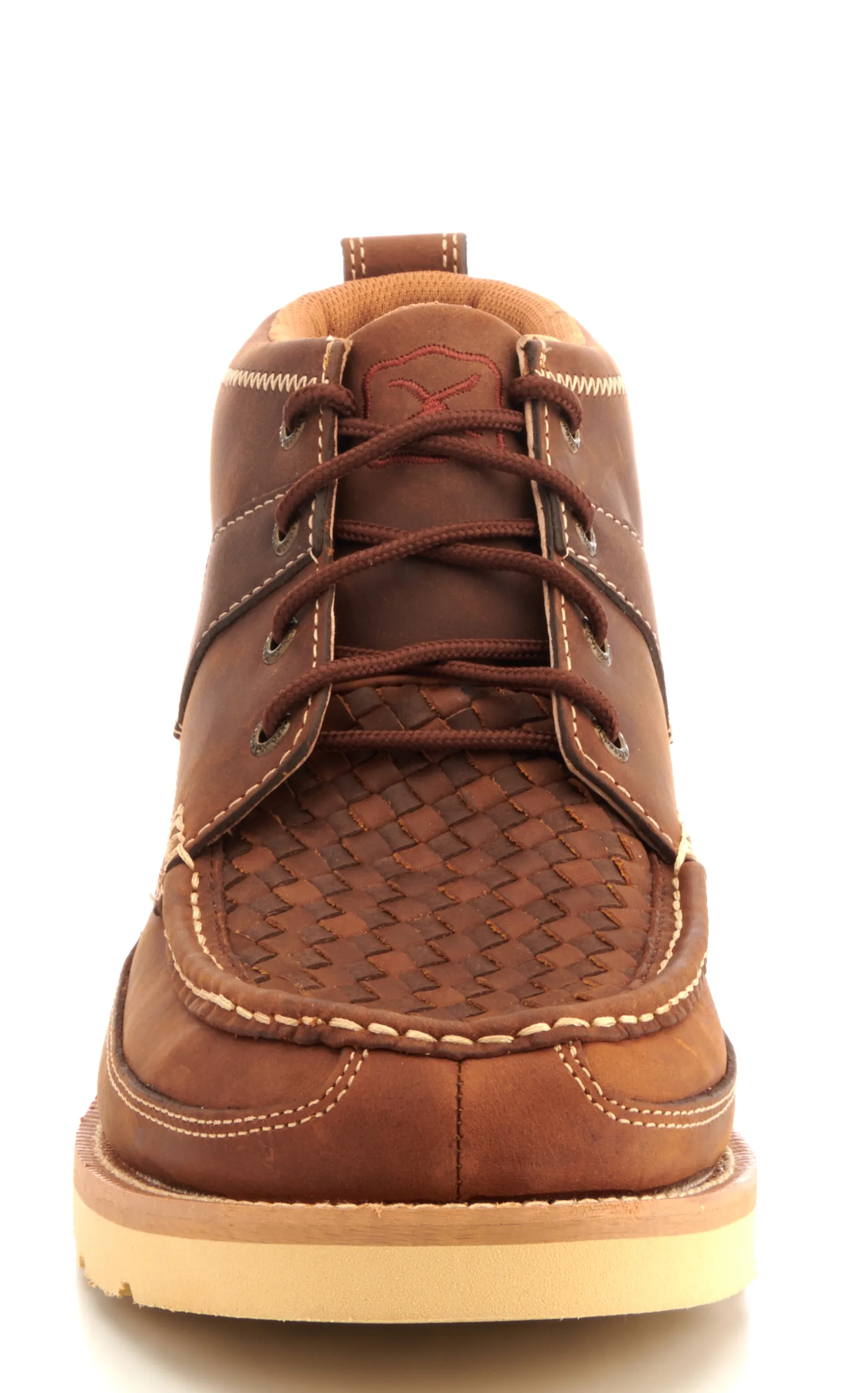 Twisted X Men's Brown with Woven Insert Crepe Wedge Lace Up Casual Shoe