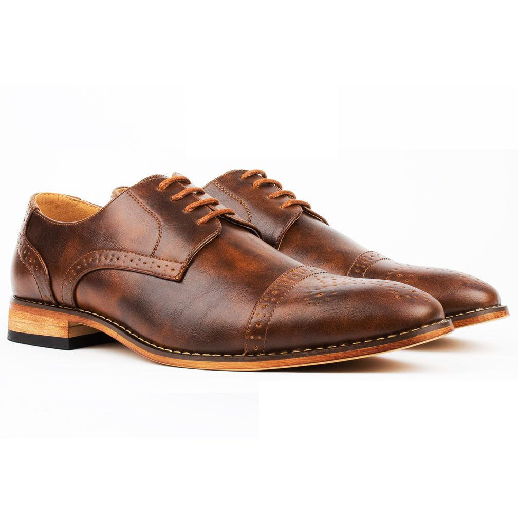 UV Signature Men's Cap Toe Brogue Lace-up Dress Shoes