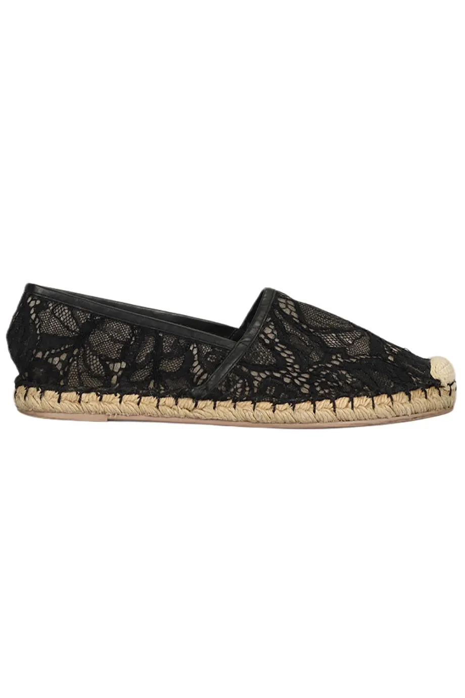 VALENTINO GARAVANI LACE AND LEATHER ESPADRILLES EU 38 UK 5 US 8